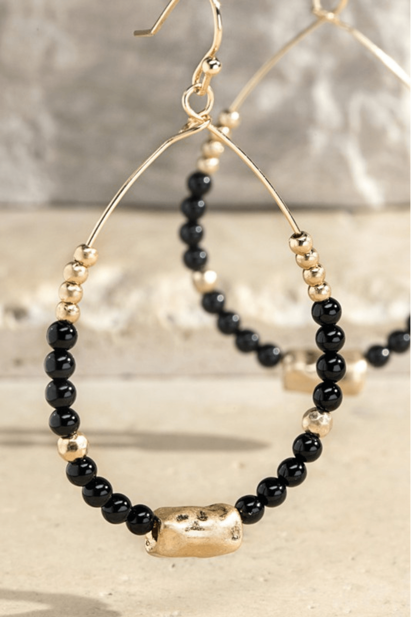 Beaded Stone Tear Drop Earrings - Two Elevens Boutique
