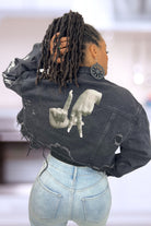 Black Distressed LA Denim Jacket - Adorned Rebel