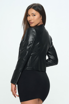 Black Faux Leather Moto Jacket - Two Elevens Boutique