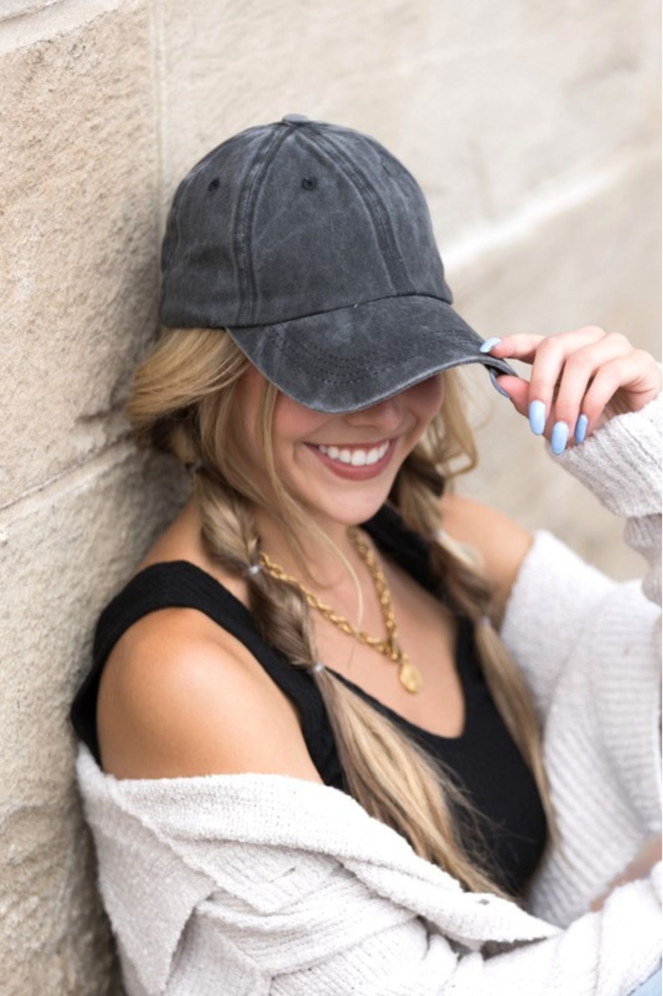 Black Mineral Washed Ball Cap - Adorned Rebel