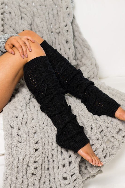 Cable Knit Tie Leg Warmers - Two Elevens Boutique