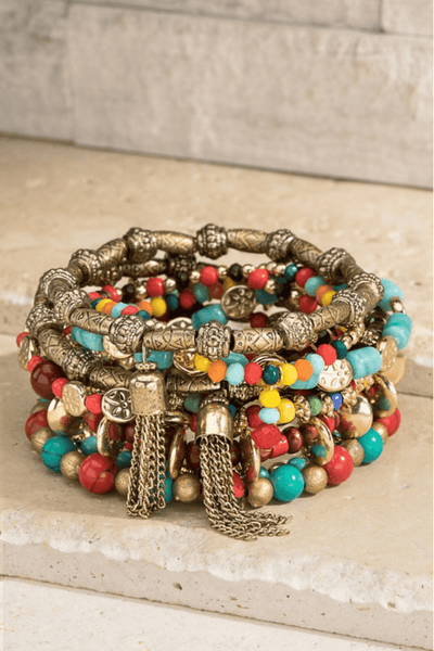 Rainbow Memory Wire Bracelet – Pretty Shiny Beads