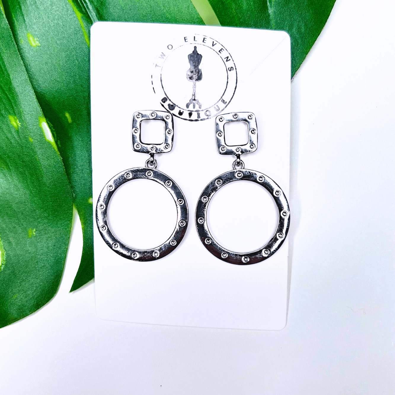 Dotted Circular Drop Earrings - Two Elevens Boutique