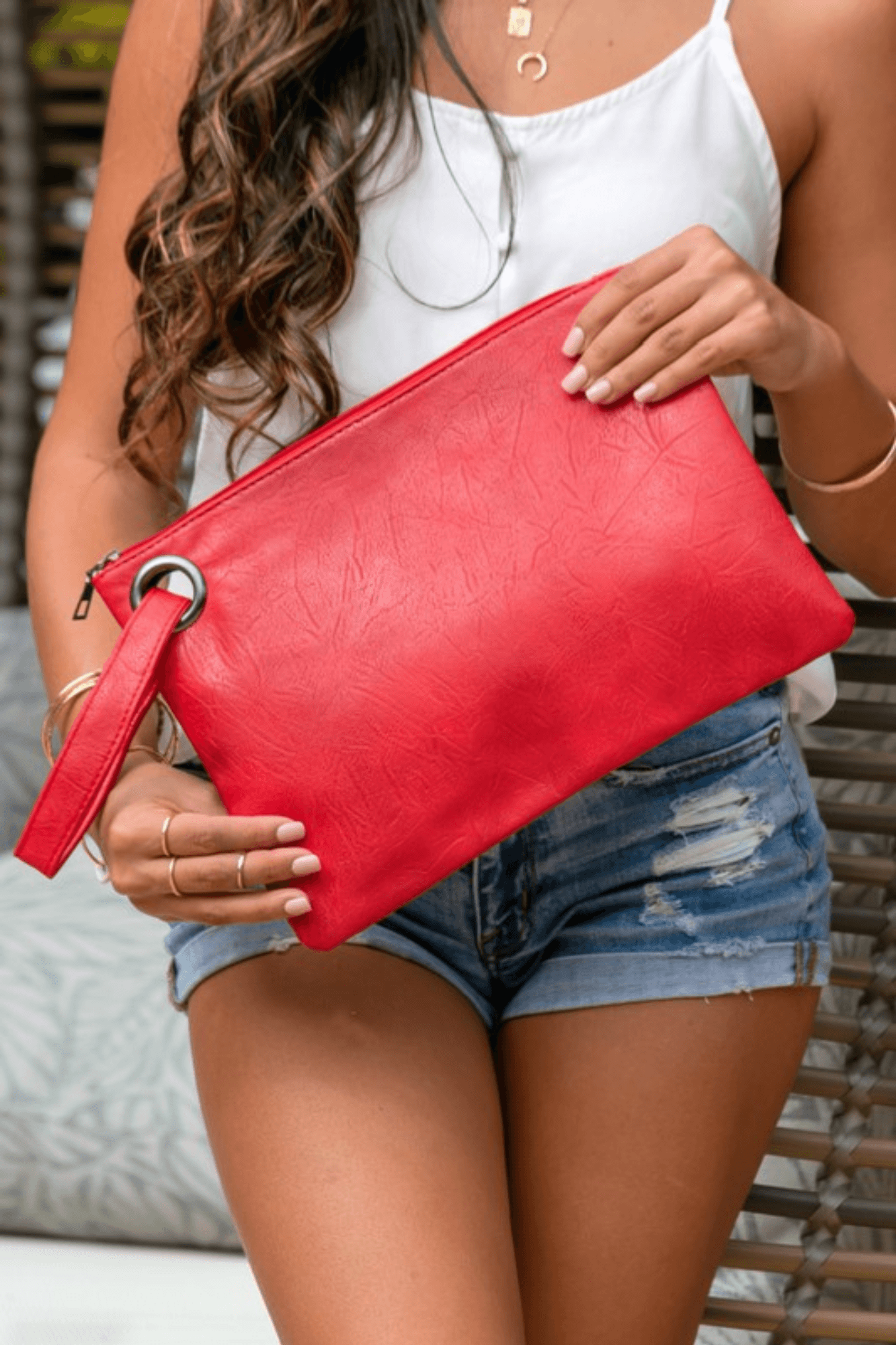 Faux Leather Clutch - Two Elevens Boutique