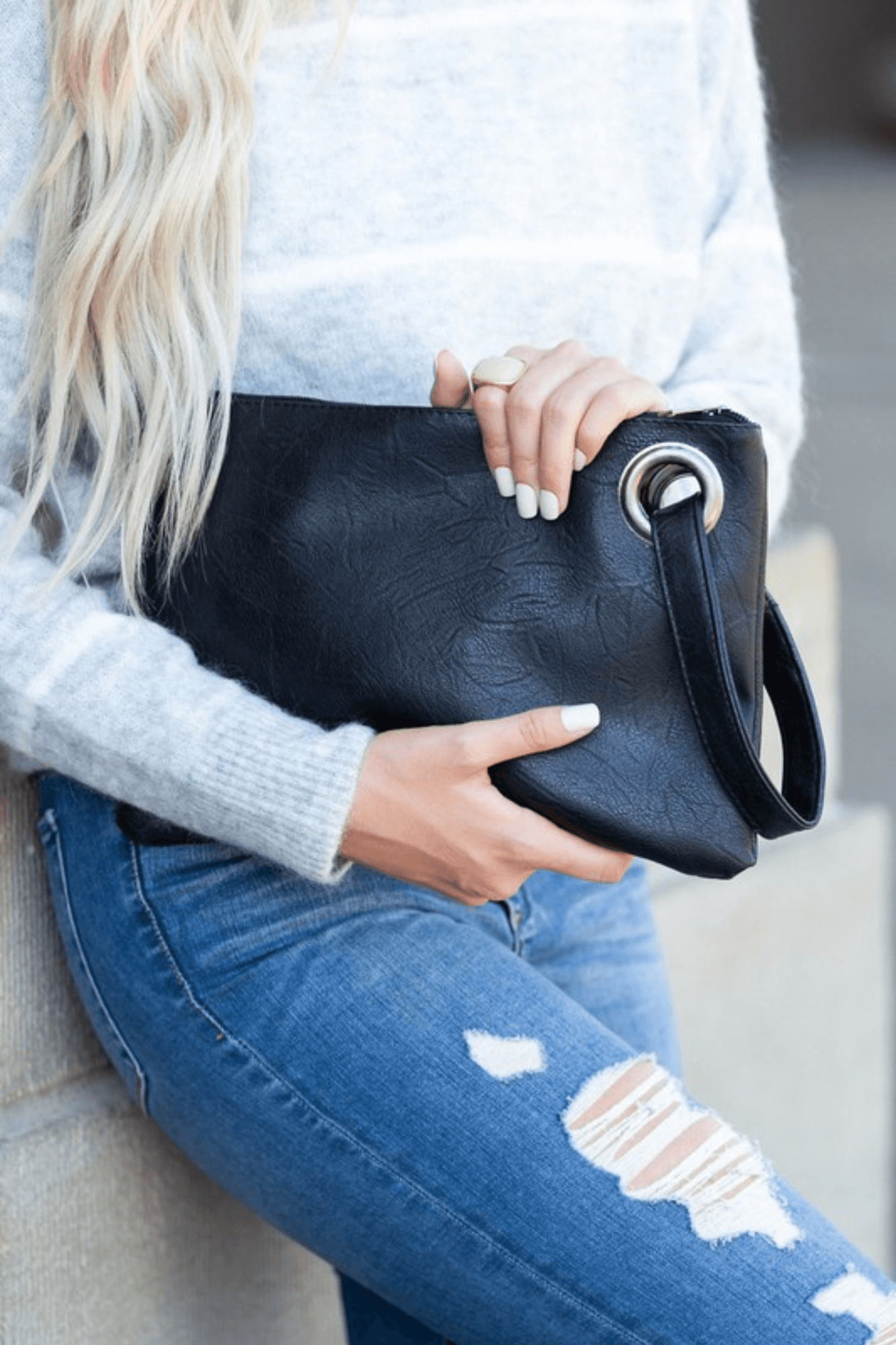 Faux Leather Clutch - Two Elevens Boutique