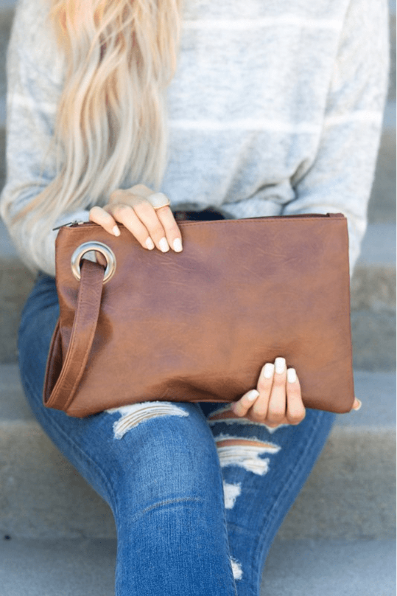 Faux Leather Clutch - Two Elevens Boutique