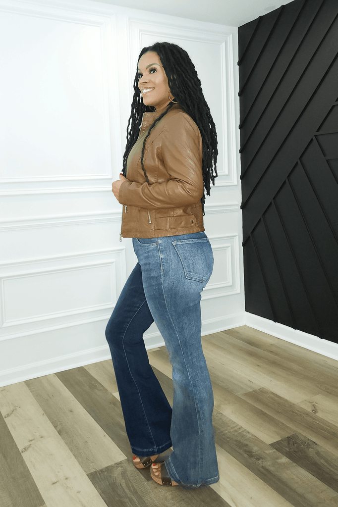 High Rise Two Tone Flare Jeans - Two Elevens Boutique