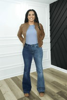 High Rise Two Tone Flare Jeans - Two Elevens Boutique