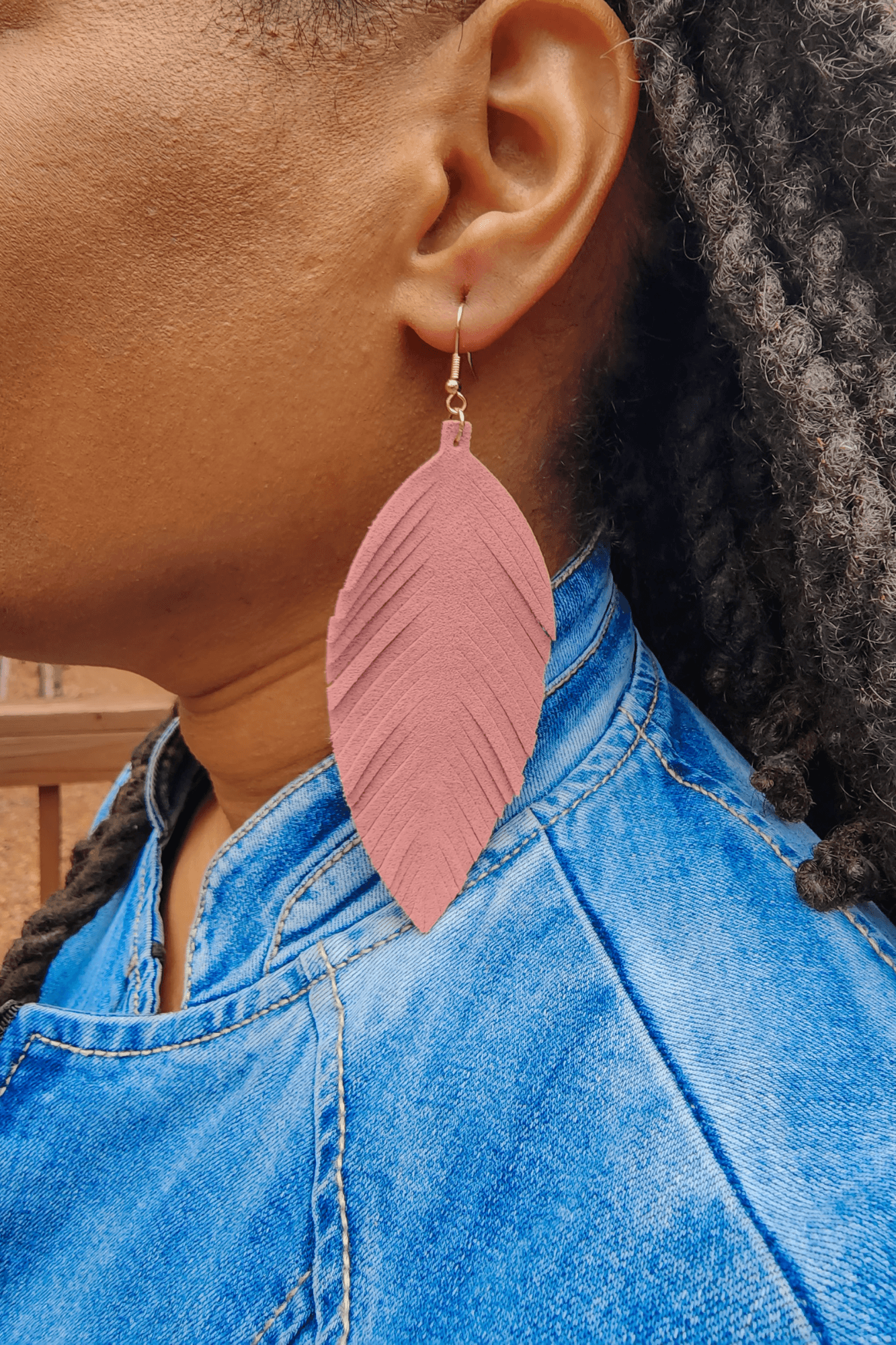 Leaf hot sale earrings leather