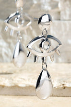 Metal Tearing Evil Eye Dangle Drop Earrings - Two Elevens Boutique