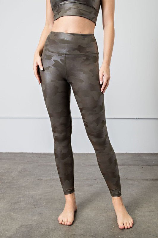 Olive High Waist Camo Leggings - Two Elevens Boutique