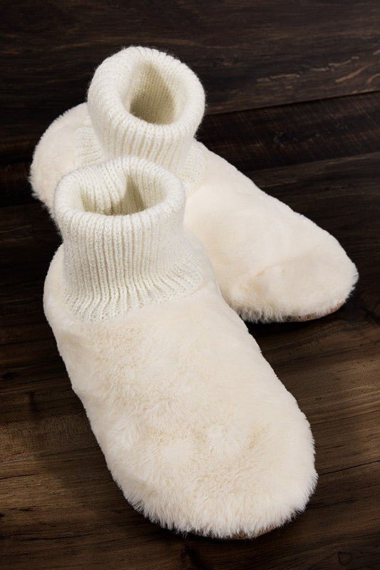 Plush Faux Fur Slipper Booties - Two Elevens Boutique