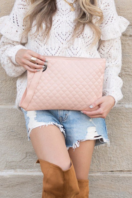 Quilted Faux Leather Clutch - Two Elevens Boutique