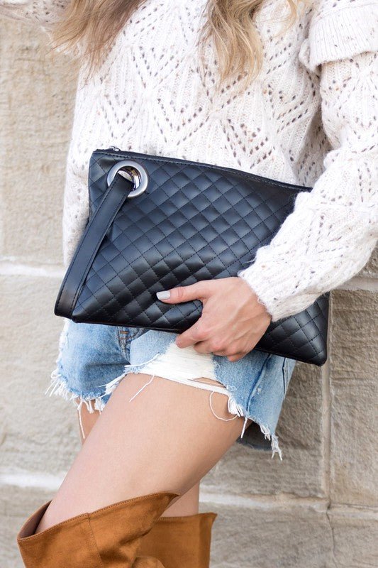 Quilted Faux Leather Clutch - Two Elevens Boutique