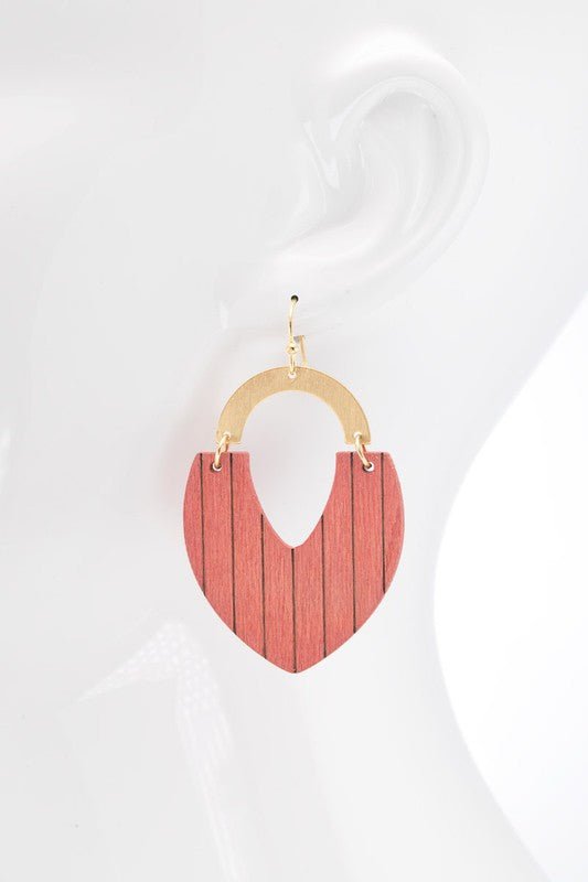 Reverse Teardrop Striped Wood Earrings - Two Elevens Boutique