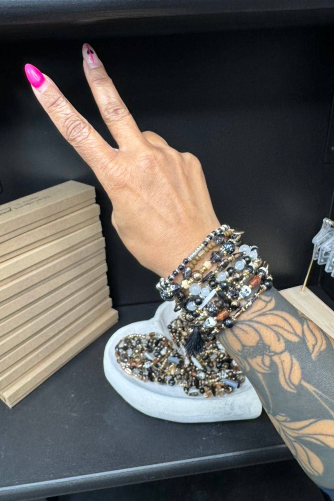 Skull Charmed Beads Bracelet - Adorned Rebel