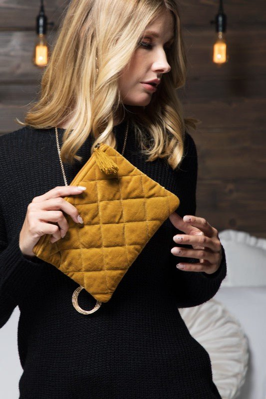 Velvet Quilted Pouch - Two Elevens Boutique